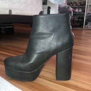 Black chunky platform booties